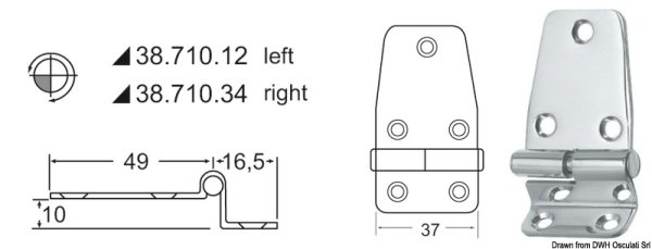 Cerniera sfilabile dx - 38.710.34